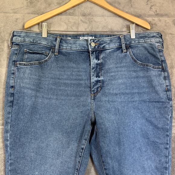 Sonoma Jeans Womens 20W Blue Medium Wash Bootcut Stretch Denim 31" Inseam - Picture 3 of 13